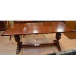 A reproduction refectory style dining table on baluster legs, 190 cm long by 85cm wide
