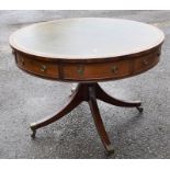 A Regency and later mahogany and leather inlay drum table, circa 1810 with later additional