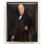 Halcyon Days - a limited edition enamel box showing Winston Churchill, after Orpen, No 25 of 50,