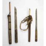 A Chinese knife and chopstick trousse, 18th/19th Century with steel and horn mounts, bone