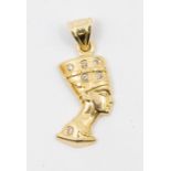 An diamond set 18ct gold pendant in the form of a Pharaoh, size approx 26mm, total gross weight