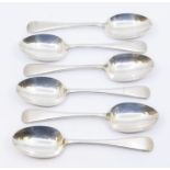 A set of six George V silver dessert spoons, all hallmarked Sheffield, 1915, Mappin and Webb.