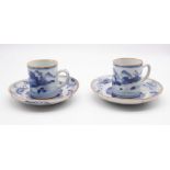 Chinese blue and white export coffee cans and saucers one damaged and restored
