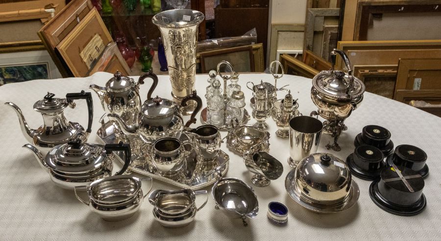 A collection of silver plate to include: a Celtic Revival style four piece tea and coffee service - Image 2 of 4