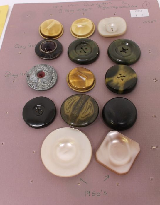 3 cards of buttons to include: coat, Art Deco, bakelite and celluloid buttons some tight top from - Image 3 of 4