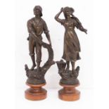 A pair of early 20th Century French spelter figures