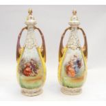 Pair of Edwardian transfer wares