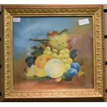 William Rayworth - A framed ceramic still life of fruit in ornate gilt frame  Dimensions: 27cm