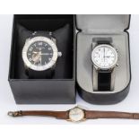 A boxed gentleman's Emporio Armani wristwatch, together with a gentleman's Swiss Legend watch, and a