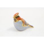 A Royal Crown Derby Waxwing paperweight - gold stopper - in a box