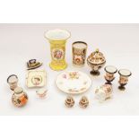 A mixed collection of Royal Crown Derby china items including 1128 and paperweights