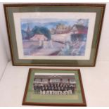 Cricket: A framed and glazed Derbyshire CCC team photo; together with a framed and glazed print of