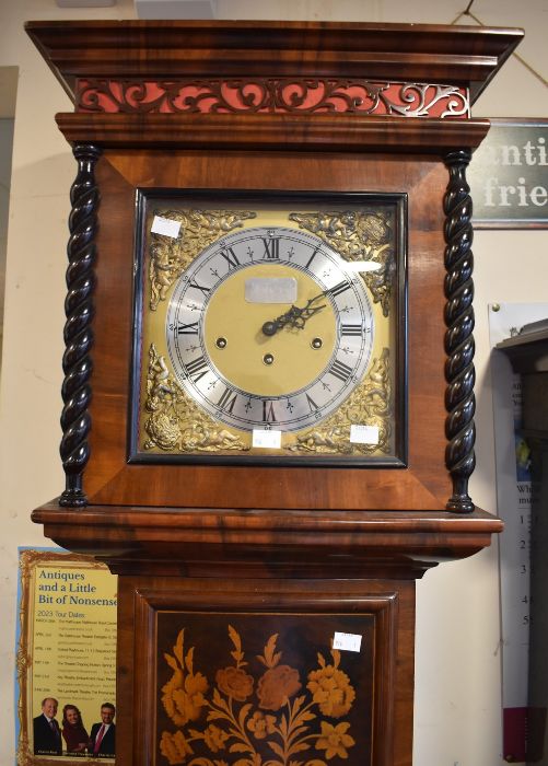 A 20th century reproduction Dutch-style 8-day longcase clock with chime in a mahogany case with - Image 2 of 2