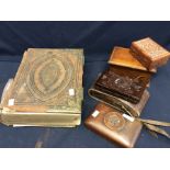A collectors lot to contain three early 20th Century treen, boxed Victorian bible, Bakelite No2
