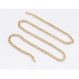 A 9ct gold flat curb link chain, width approx 5mm, length approx 26'', weight approx 48.4gms
