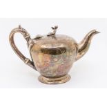 A Victorian silver bullet shaped teapot, hallmarked London, 1841, 8.66 ozt  (269.6 grams) (AF -