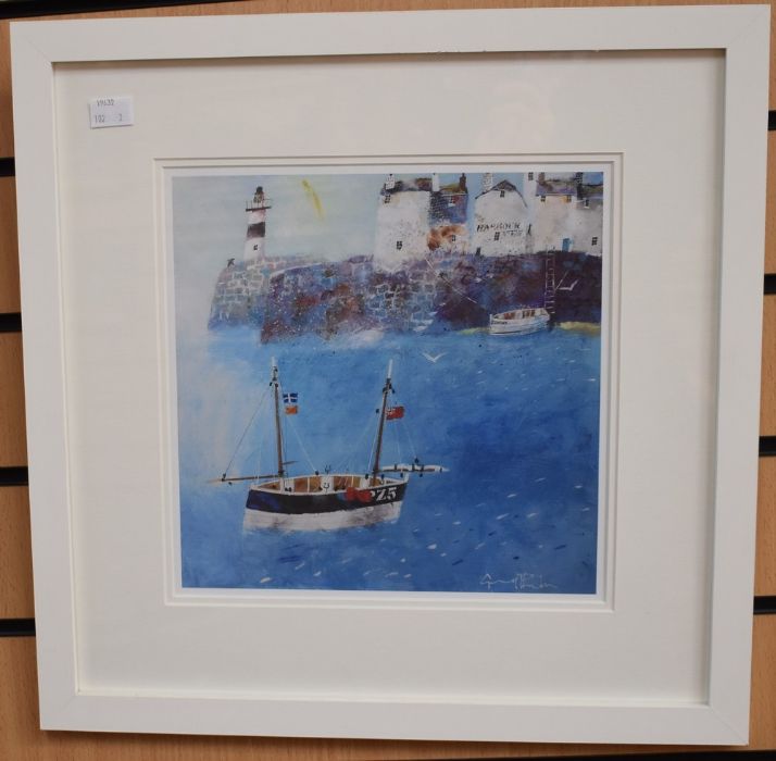 A pair of contemporary coastal prints, framed and glazed - Image 2 of 2