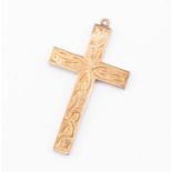 A 9ct gold cross pendant  with engraved Celtic design , size approx 40 x 25mm, missing bale,