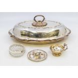 A small collection of silver and plated items to include; A small Birmingham silver ornately