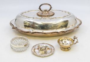 A small collection of silver and plated items to include; A small Birmingham silver ornately