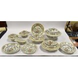 Adams Ironstone Indian Tree dinner set comprising 1 large tureen, 2 medium tureens, 2 small