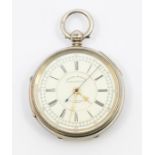 An early 20th century centre seconds chronograph pocket watch, signed cream dial marked D Sayers