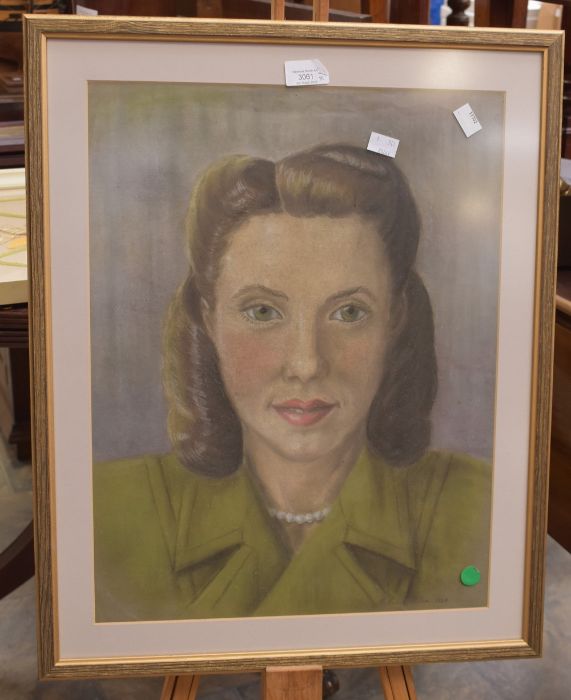 Late 19th century prints and a portrait of a 1940s-era lady