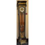 A 20th century reproduction French longcase clock with French-style enamelled plaque with Roman