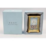 Halcyon Days - a boxed enamel clock portraying HRH Queen Elizabeth II