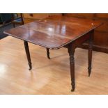 A Victorian mahogany drop-leaf sofa table, together with two Victorian mahogany side cabinets