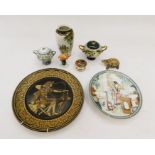 Large collection of cabinet plates and wall plates, along with mixed Staffordshire items including