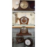 Five mid-20th century 8-day mantel clocks