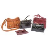 Vintage shoes and handbags to include a 60,s style tweed set by Laura Ashley.