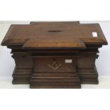 Rare Masonic oak casket (possibly for vote casting), decorated with a Masonic symbol front and back,
