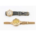 Two ladies 9ct gold vintage wristwatches, comprising an early 20th century version with round dial