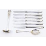 A collection of silver to include; A Victorian Scottish silver ladle with shell designed handle,