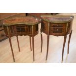 Two mid- to late-20th century mahogany French-style stands: D-shaped and kidney-shaped tops with