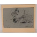 A Winnie The Pooh pencil sketch for 'Winnie the Pooh Page 141', signed 'EHS' to lower right and