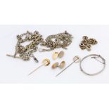 A collection of jewellery to include a 15ct gold topped horse shoe pin with 9ct gold pin, weight