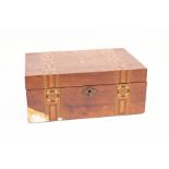 A 19th Century inlaid mahogany writing box with key