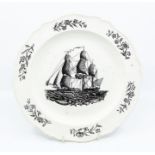 American Interest: A George III Liverpool Herculaneum creamware shaped circular plate, circa 180-