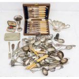 A collection of EPNS, EP, Plated various flatware together with cigarette case, sugar bowl etc ( 1