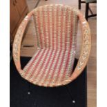 1960s' metal-framed and wicker effect tub chair