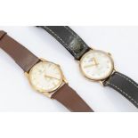 Two gents vintage 9ct gold wristwatches to include an automatic Rodania with signed round