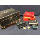 Early 20th Century trinket box, early 20th Century binoculars, along with other vintage items