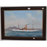 Antonio de Simone (Italian, 1851-1907) The steam yacht Iolanda of the New York Yacht Club in the bay