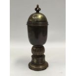 19th century ecclesiastical silver plated copper ciborium. Of baluster form with stepped base and