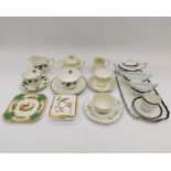 A collection of china wares, including hand-painted mid-20th century tea for two sets, plates and