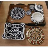 A collection of Crown Derby ceramics to include one Imari and some blue and white blanks: A large