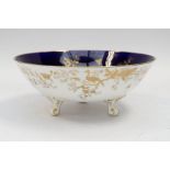 A Coalport blue ground fruit bowl with gilt detail